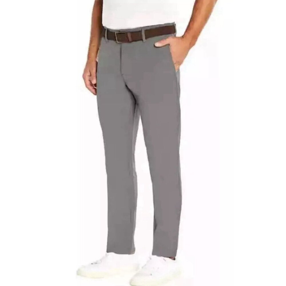 Banana Republic Mens Flat Front Pant Slim Fit Stretch Wicking Gray 40 x 34 NWT